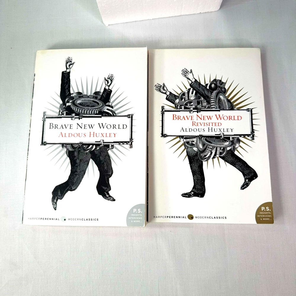 Brave New World & Revisited Aldous Huxley 2 Book Lot Dystopian Classics